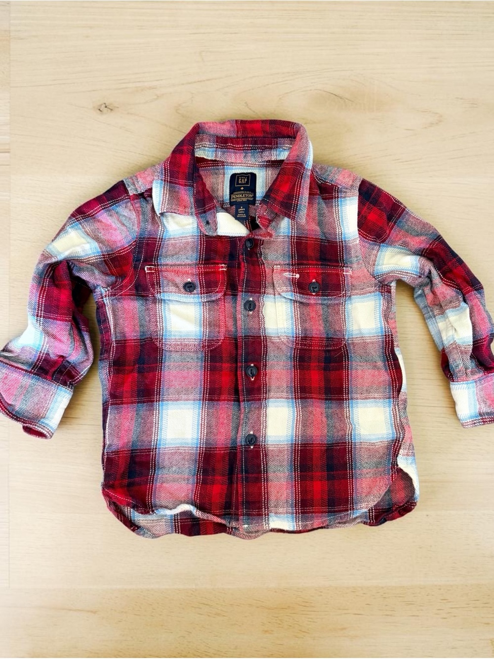 GAP Pendleton Red/White/Blue Plaid Flannel Button-Down Shirt Sz 2